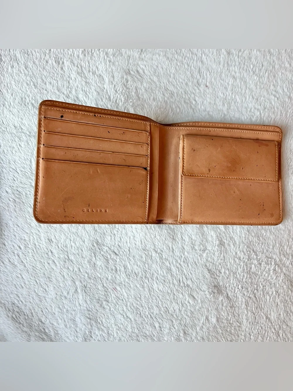 Celine Macadam Suede BiFold Wallet Cream